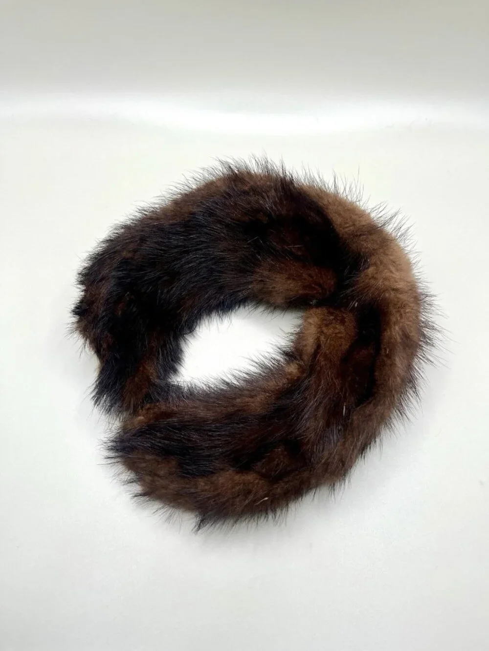 VTG 1950s Brown Genuine Fur Collar Detachable Mink Neckpiece Mid Century *READ